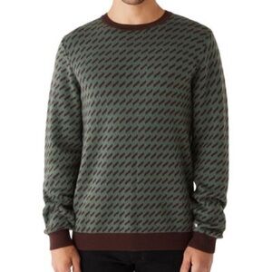 Frank & Oak Mens Knit Crewneck Merino-Wool Navy Blue-Gray Sweater Sz large